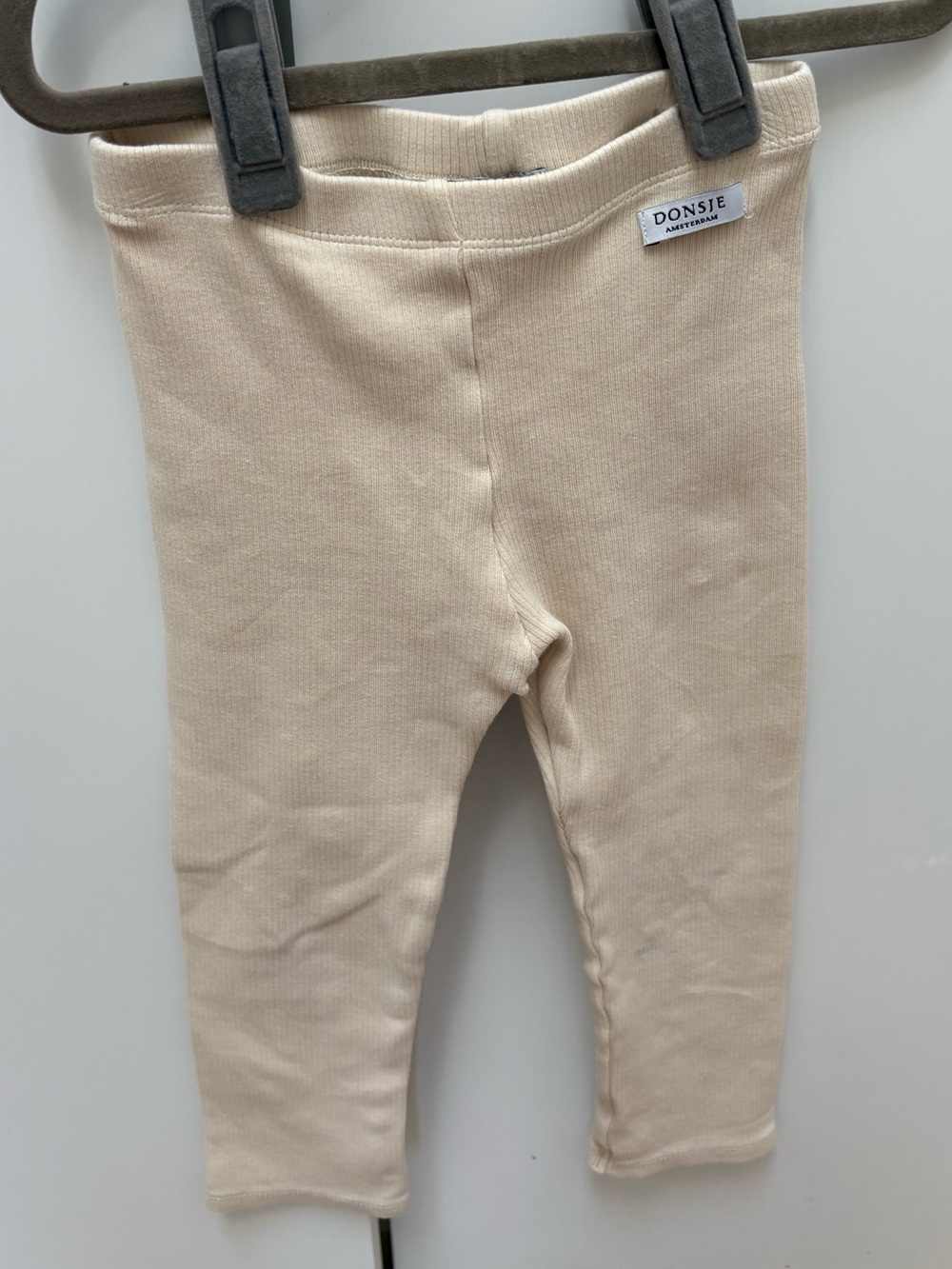 Donsje Kids Cream neutral Ribbed Ellie cotton Leggings 4-5